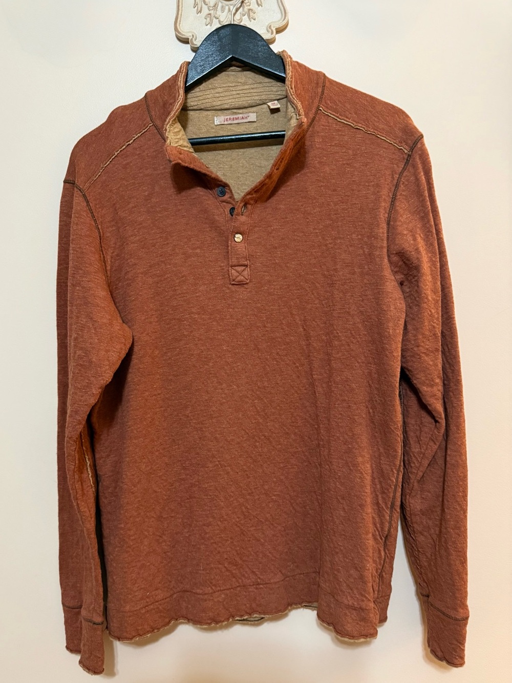 Jeremiah Men’s Long Sleeve Henley Pullover Sz M